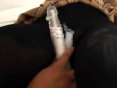 Real amateur asian teen plays with toys
