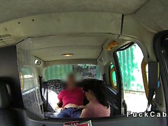 Hairy pussy amateur banged in cab