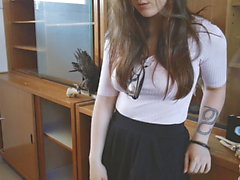 BLOWJOB - Catching the school freak masturbating.