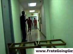 Naked straight teens in gay college fraternity initiation