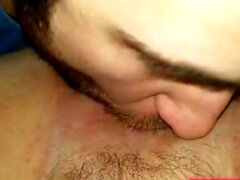 Sucking and licking engorged cunt then fucking it closeup