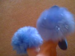 Retro 1970s Fluffy Sheepskin blue Slippers