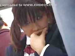 Japanese schoolgirl gets groped and fucked by a stranger on the bus