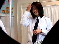 Nerdy Japanese schoolgirl gets her tight hairy slit careful