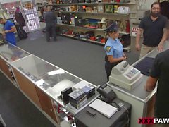 Hot police babe fuck in the office