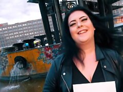 German chubby Fat Girl picked up at real Street casting