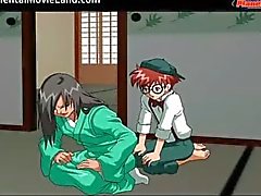 Awesome anime ebony bitch blows stiff