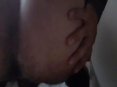 Ass fingering otc black socks jerking and cumming in squats