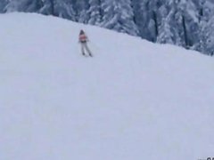 Busty blonde gets picked up on the ski hills for public sex