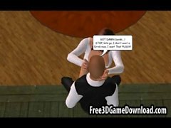 Gorgeous 3d cartoon brunette fucking sucking a big hard cock