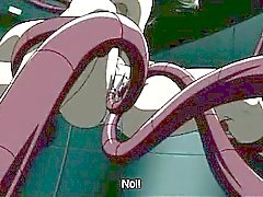 Cute hentai teens wrapped in tentacles having lesbian sex