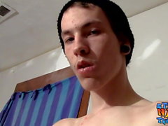 Amateur Jake Reid taking tough before masturbation