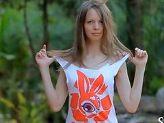 Hot Russian teen masturbates in the woods