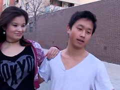 Asian pornstar fucks Spanish and Chinese guys while redhead