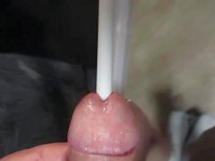 big needle knitting in cock fucking machine POV