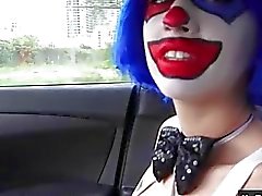 Mikayla Mico in costume banged in public and cum swallows