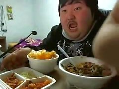 Chinese dud jerking off to food