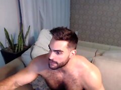 Horny gay hunk solo jerking fun