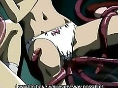 Cute hentai caught and brutally tentacles fucked