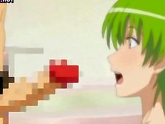 Anime rubbing a dick and squirting