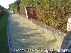 Dirty Flix - Blonde cutie fooled into outdoor sex