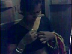 Town aunty showing tits