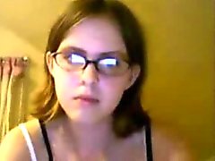 Nerdy Teen Strips And Masturbates On Cam