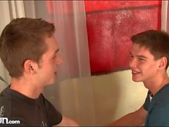 Twink dick gets hard in a blowjob video