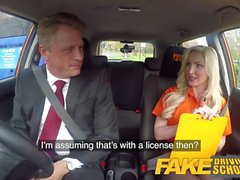 Fake Driving School Mature guy spunks over blonde bombshell Georgie lyall