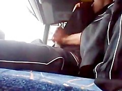 webcam bus ride jacking & cummin a big dick