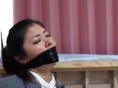 Excited Japanese girl having her first BDSM sex experience