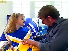 Cute cheerleader fucked by a geek