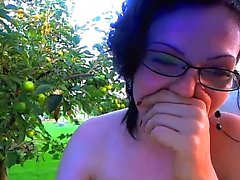 Solo brunett outdoor masturbation