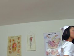 Nurse Greta shows her womb