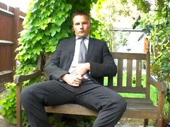 Outdoor masturbation in suit