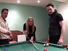 Very sexy blonde gets two shafts to play with