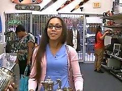 Girl does anything for cash and gets pounded in a pawn shop