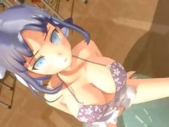 Busty Animated girl stripping in class