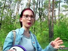 German Scout - College Redhead Teen Lia in Public Casting