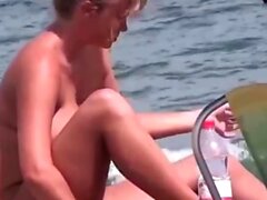 Big Tits Blonde Naked Nudist Milf Voyeured At The Beach