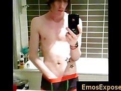 Tatooed emo twinkie selfshot in mirror part6