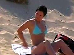 Voyeur Films Busty Brunette Girl At The Beach