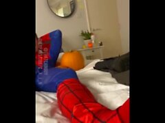 Sexy Spiderman Cums a Huge Web CAM4 Male