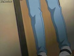 Busty brunette anime gets drilled in the pussy and then blows