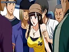 Hentai girl with big tits gets felt up and fingered on a train