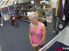 Small tits blonde nailed at the pawnshop