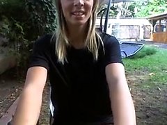 Solo hole masturbation outdoor