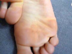Enjoying big bare feet in his face (foot worship, BIG feet, foot smother, foot smelling, gym feet)