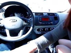 hot girl giving blow job in car just for cone