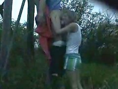 Amazing home movie with hot couple fucking outside